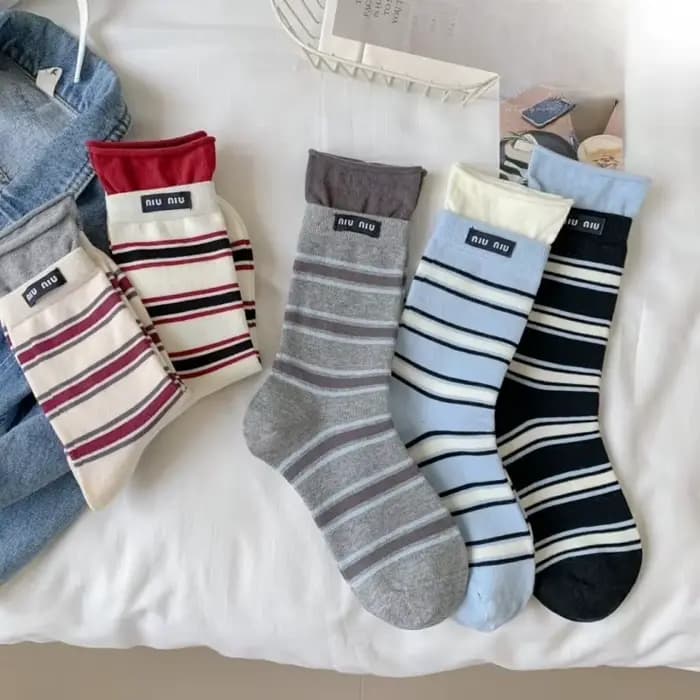 Femmes chaussettes printemps été mince respirant Double côtelé coton