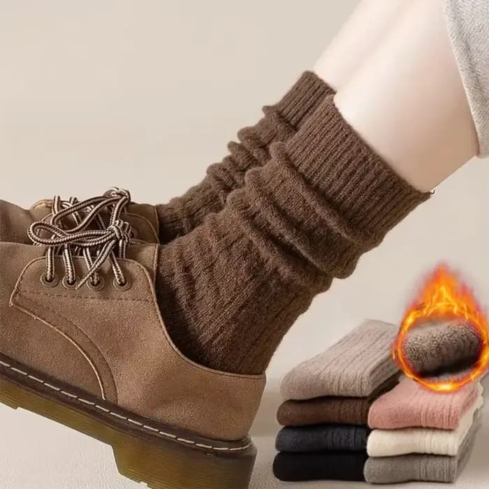 Femmes laine chaussettes chaud hiver épaissir cachemire flou décontracté couleur unie confortable maison chaussette