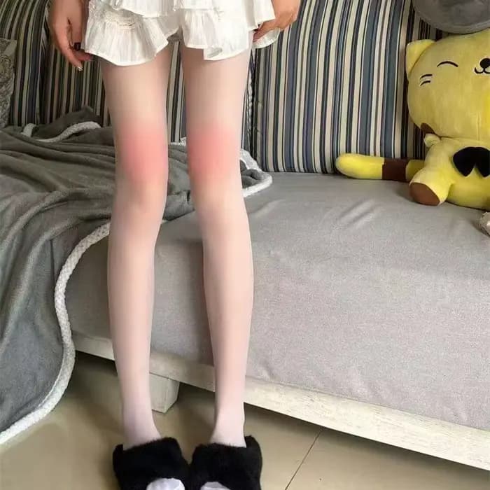 Collant-bodysuit mi-long ombré rose, style Lolita, pur, séduisant, mignon, transparent, anti-accroc, doux et sexy