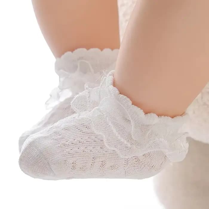 Chaussettes en dentelle florale pour bébés filles de 0 à 8 ans, mignonnes volants blancs, antidérapantes, chaussettes de danse pour enfants, chaussettes de pied décontractées pour nourrissons