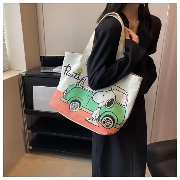Snoopy Girl nouveau dessin animé mignon mode polyvalent voyage décontracté léger grande capacité stockage épaule Portable sac en toile