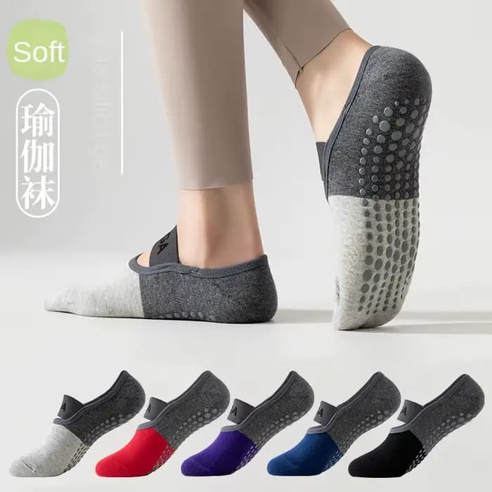 1 paire de chaussettes Pilates couleur patchwork pour femmes