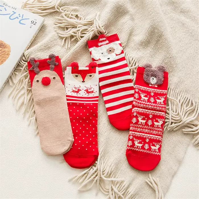 3 paires/lot femmes décontracté hiver chaussettes de noël cerf renard ours chien wapiti coton dessin animé chaud doux Sokken cadeau de noël livraison directe