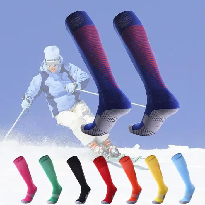 Chaussettes thermiques de sports d'hiver professionnels pour hommes et femmes, chaussettes longues de ski, chaussettes de cyclisme VTT en plein air, bas de course et de football, noir et rouge