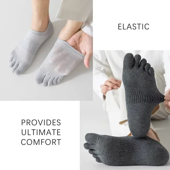 3 Paires de chaussettes anti-odeur respirantes à 5 orteils pour hommes – Chaussettes d'été en maille de coton fine avec séparateur d'orteils pour l'absorption de la sueur 