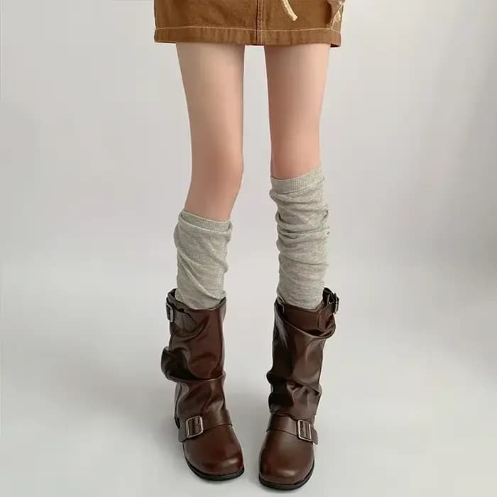Chaussettes de pied pour salle d'enseignement de nuit, tuyau d'automne pour femmes, chauffe-jambes gris, chaussettes de Ballet à poils blancs, chaussettes de mollet