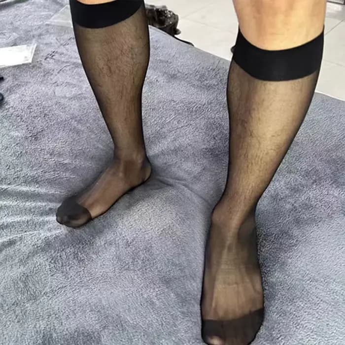 Hommes Translucide Tube Chaussettes Classique Respirant Ultra Mince Exotique Chaussette Homme Entreprise Formel Affaires Robe Bas Transparent