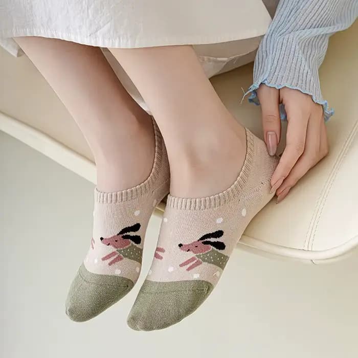 Pantoufles chaussettes mignonnes imprimées de dessin animé pour femmes