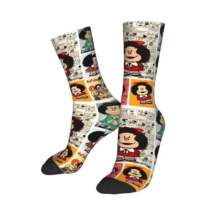 Mafaldas chaussettes de dessin animé bas gothiques automne