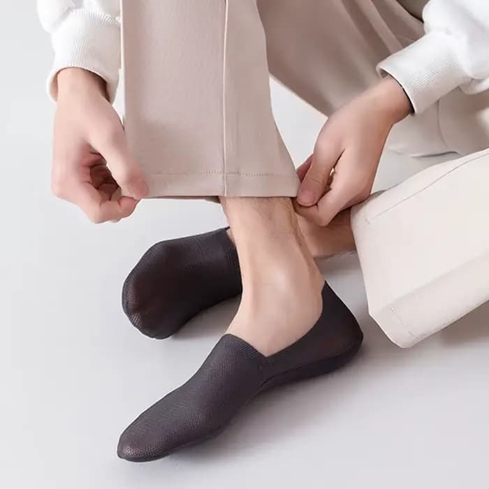 3 paires/ensemble de chaussettes courtes invisibles en silicone antidérapantes pour hommes