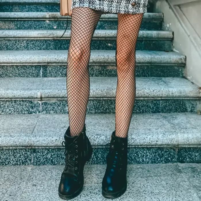 Collants en nylon résille en maille pour femmes, bas de corps longs, jacquard, pied d'étape, couture de mode, lingerie pour dames, bonneterie noire, collants sexy