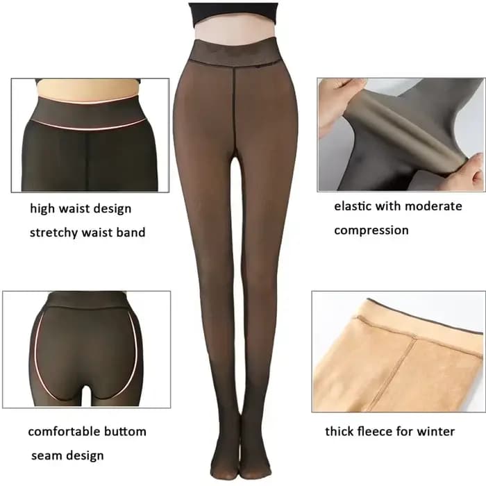 Collants thermiques doublés de fourrure pour femmes, chaussettes d'hiver chaudes, taille haute, élasticité, sourire, leggings pour dames