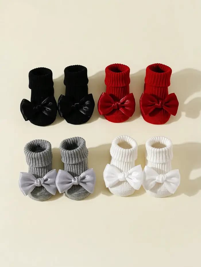 4 paires de chaussettes pour tout-petits avec nœuds