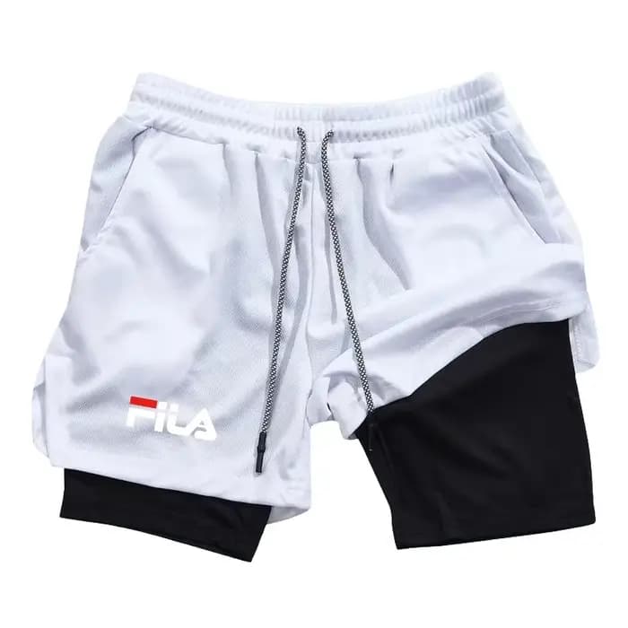 Shorts de sport multifonctionnels 2-en-1 double couche pour hommes