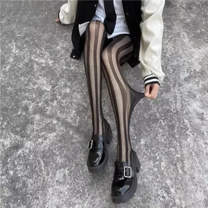 Cuisse rayée bas hauts collants Lingerie bonneterie Ultra-mince
