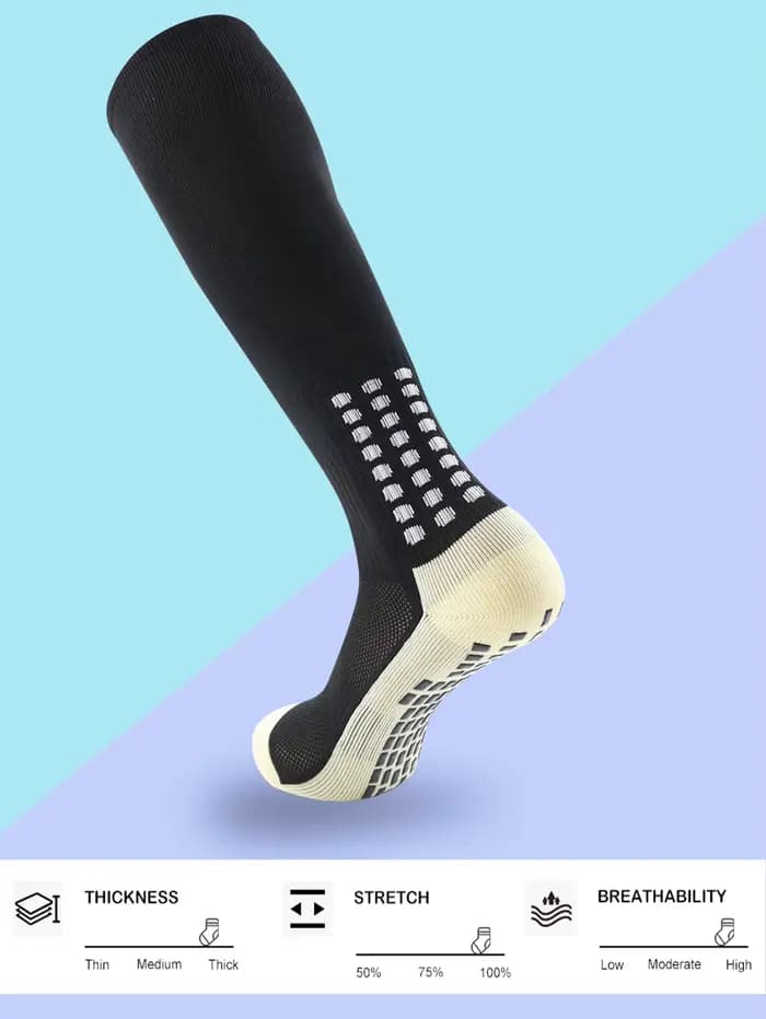 Nouvelles chaussettes de football longues avec ventouses en silicone antidérapantes pour hommes et femmes