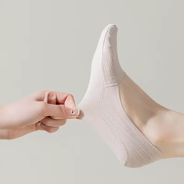 Chaussette pantoufles femmes Silicone antidérapant couleur unie coupe basse bateau
