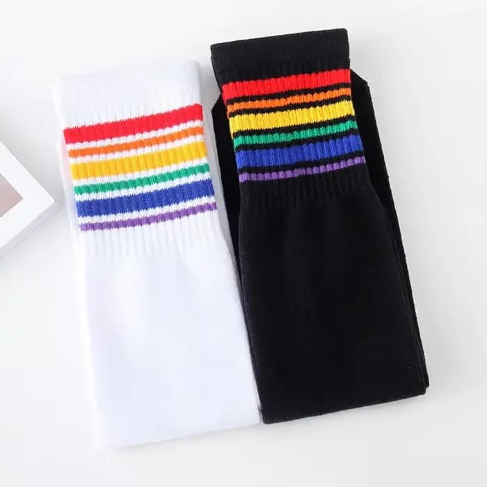 Chaussettes hautes en coton pour enfants, longues jambes, rayures, colorées, sport, football, école, skate, tube, chaud, garçons, filles, enfants