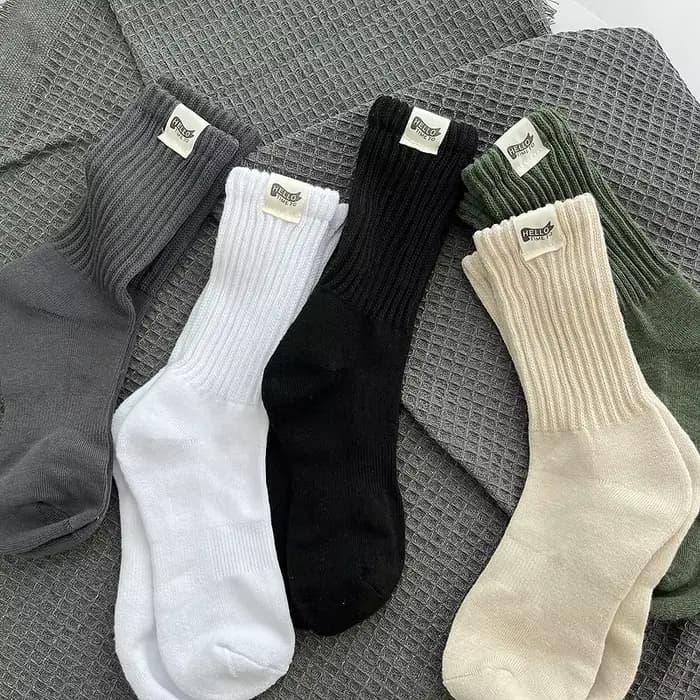 Chaussettes mi-tube en coton avec étiquette de gril pour hommes