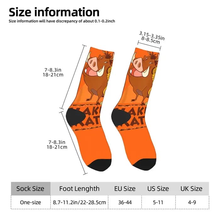 Le roi Lion Hakuna Matata Simba Timon Pumbaa chaussettes bas drôle hommes