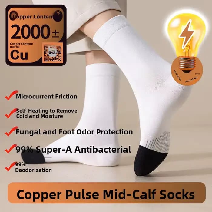 Chaussettes anti-transpirantes en graphène à impulsion de cuivre