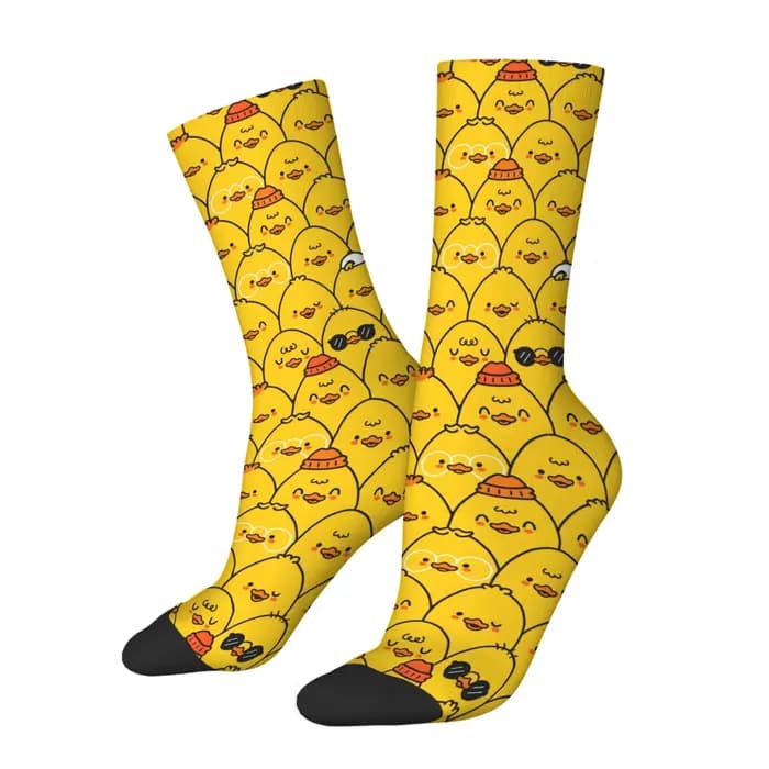 Dessin animé heureux mignon poussin chaussettes nouveauté drôle hommes