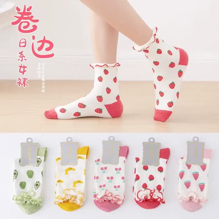 Chaussettes amusantes en coton à volants pour femmes