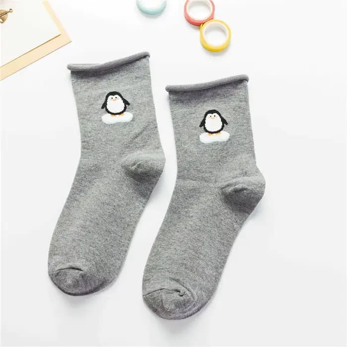 Jolies chaussettes d'animaux de dessin animé pour filles, flamant rose, pingouin, girafe, alpaga, sertissage, Confinement doux, bouche ample