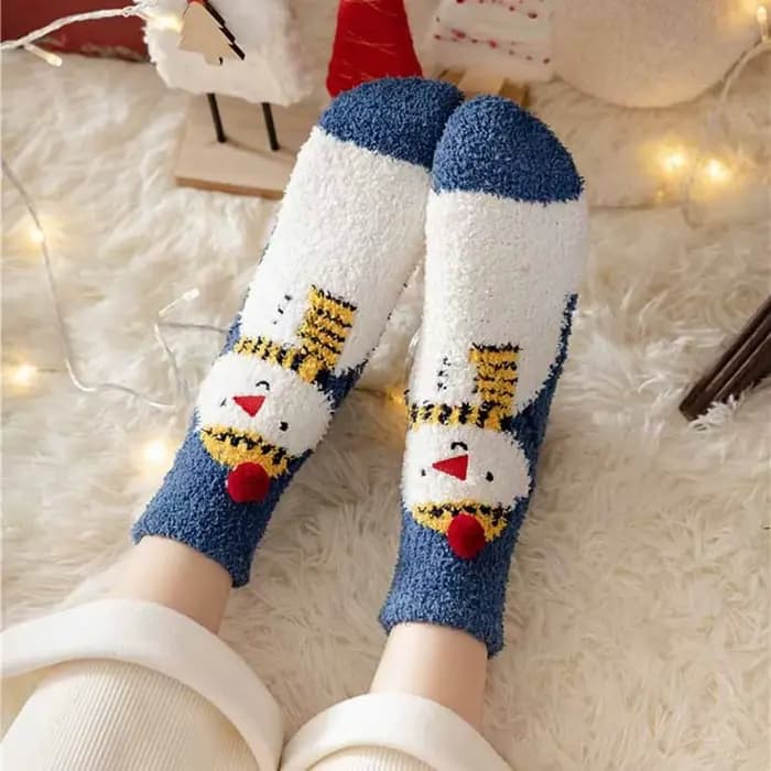 Chaussettes père noël dessin animé bonhomme de neige chapeau