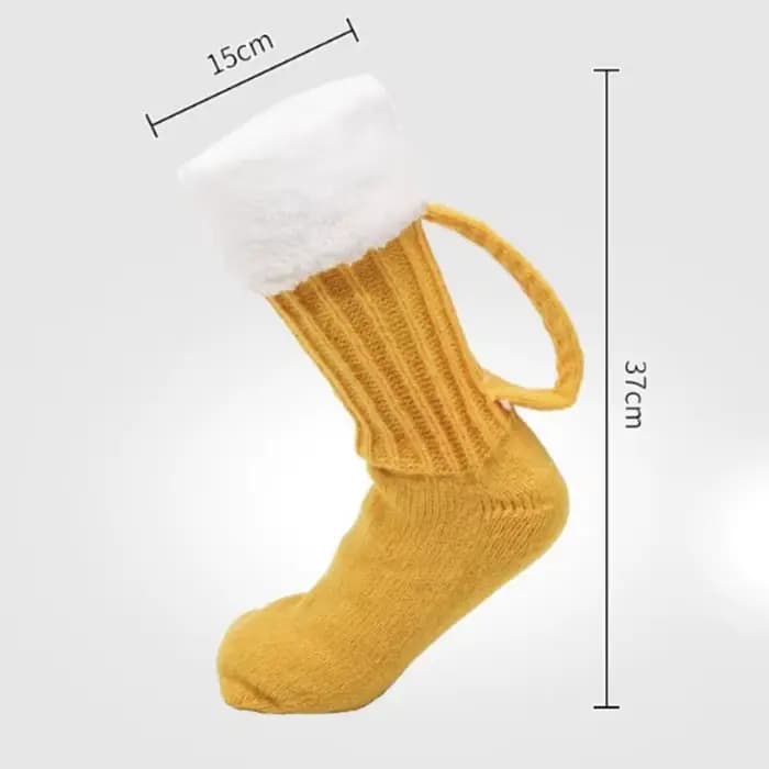 Femmes hiver doux drôle sommeil chaussettes de sol 3D tasse de bière