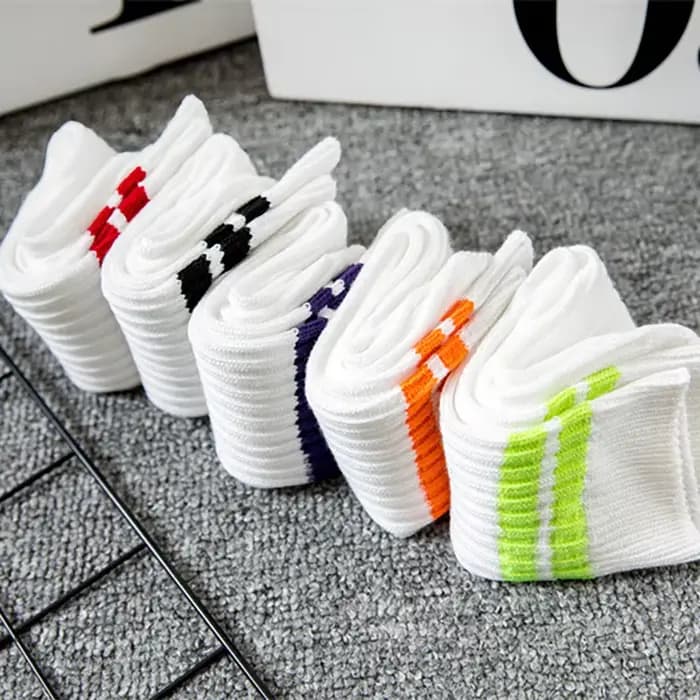 1 Paire de Chaussettes Mi-Mollet Rayées en Tricot Côtelé Épais pour Hommes et Femmes