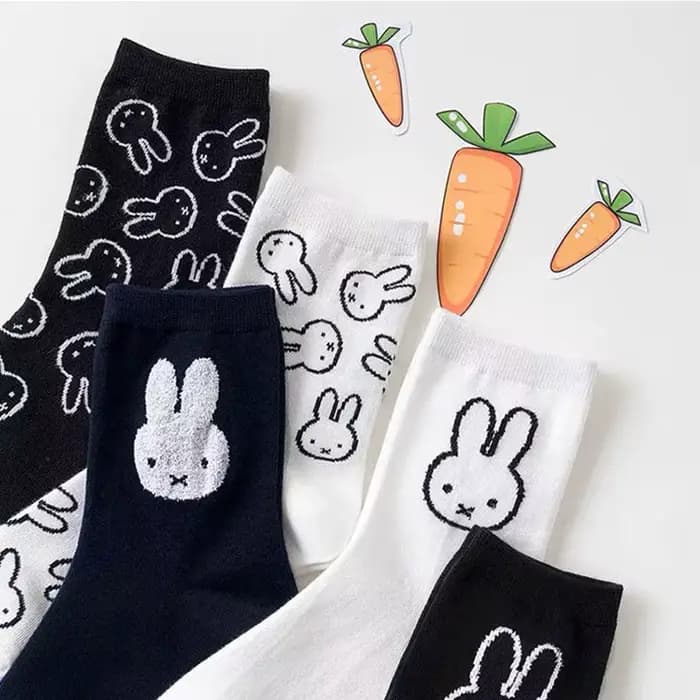 Kawaii Miffy coton cheville chaussettes minimaliste chérie dessin animé lapin pour les filles tricot doux et confortable usage quotidien Tendance K légère
