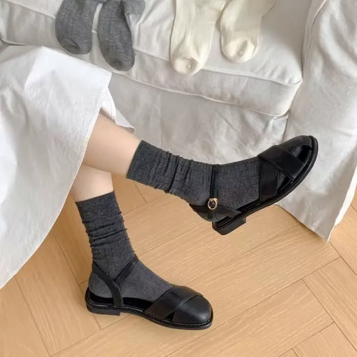 Chaussettes de couleur unie pour femmes, en Fiber de bambou, fines et respirantes, longues, élastiques, mode coréenne, Streetwear, noir, blanc, gris, été
