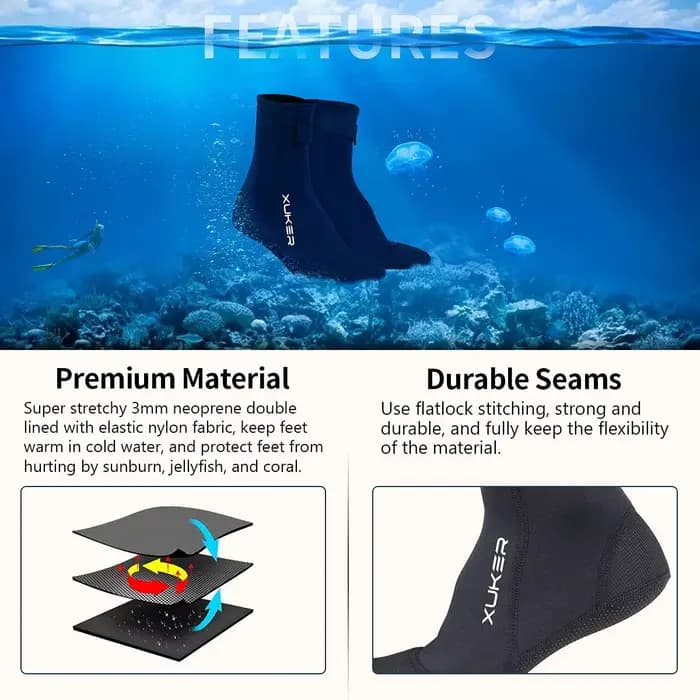 Chaussettes en néoprène 3mm, chaussons de plage, volley-ball, sable, football, plongée, natation, surf, apnée, pêche, pataugeoire, kayak, Rafting