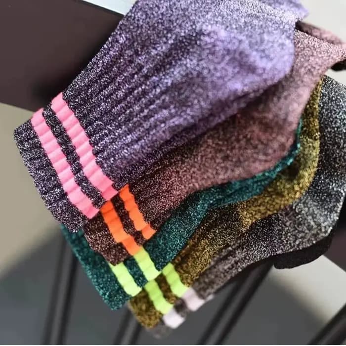 Mode brillant paillettes rayé femmes chaussettes