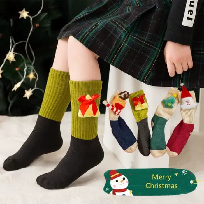 Chaussettes de noël en coton respirant pour enfants