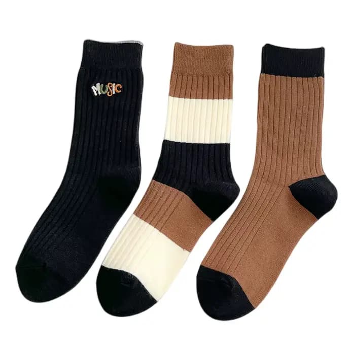 Chaussettes longues rayées en coton pour femmes
