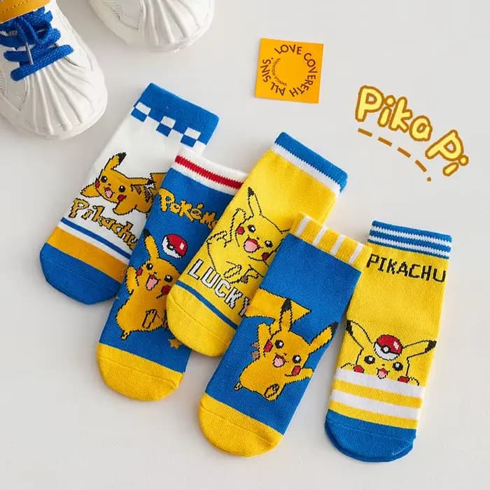 5 paires de nouvelles chaussettes japonaises à motif Pikachu, légères et respirantes, pour l'été, chaussettes basses pour étudiants, chaussettes décontractées