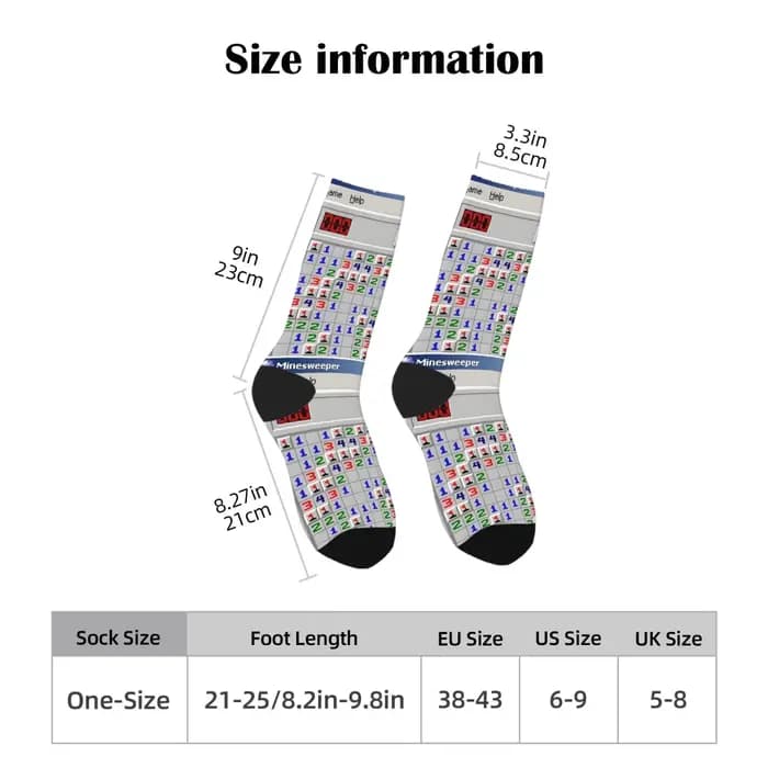 Minesweeper Fun Game Chaussettes pour hommes Hip Hop Happy Fashion