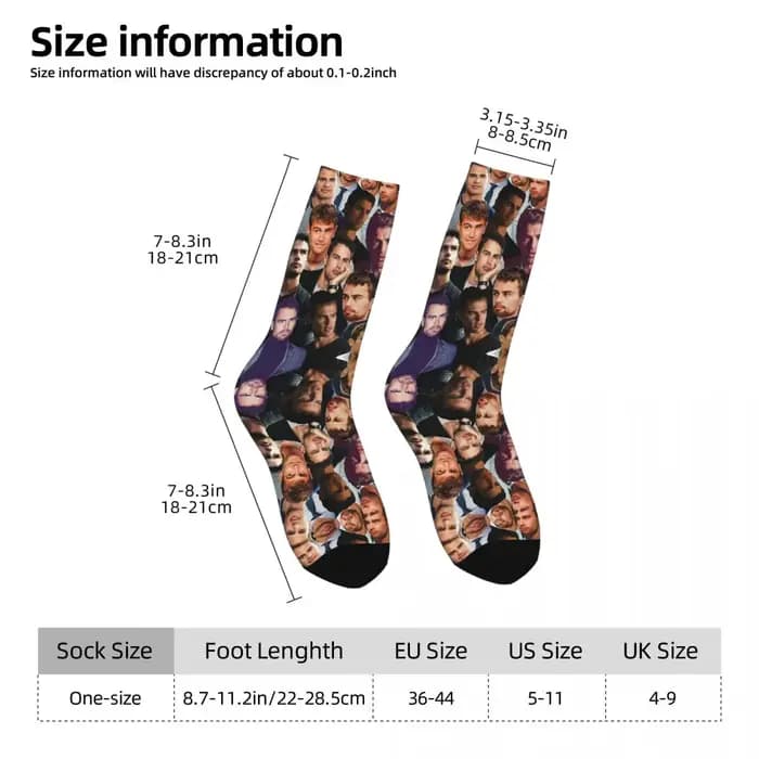 Chaussettes unisexes pour hommes Theo James