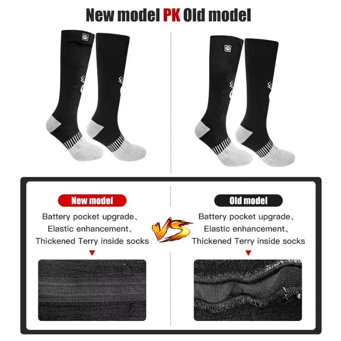 SNOW DEER-Chaussettes chauffantes électriques rechargeables pour hommes et femmes, bas de snowboard, chaussettes de cyclisme, trois réglages, hiver