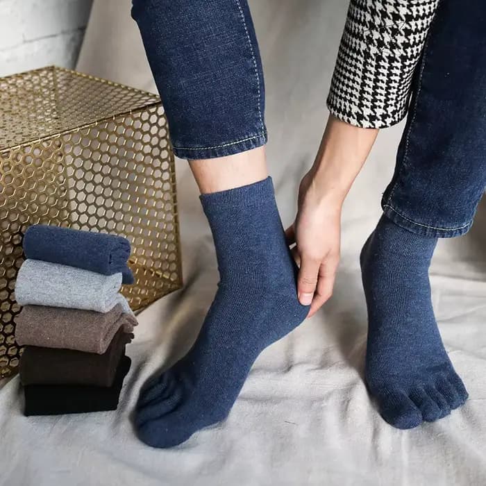 Chaussettes à orteils en laine pour hommes, courtes, thermiques, solides, décontractées, douces, épaisses, antibactériennes, respirantes, garde au chaud, chaussettes à cinq doigts, hiver
