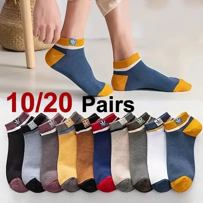 5/10/20 paires unisexe couleur bloc côté étiquette bateau chaussettes doux confortable respirant anti-odeur sport Style
