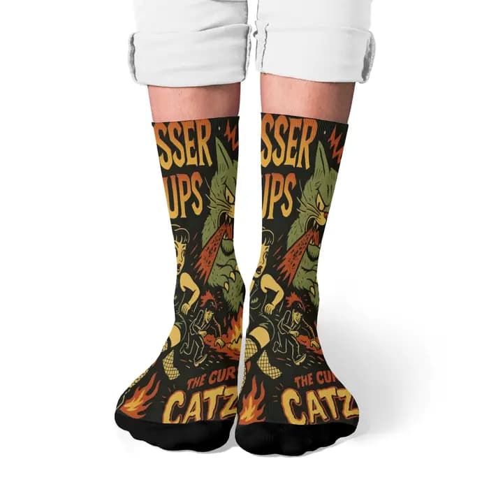 Harajuku rétro dessin animé Rock imprimé chaussettes pour hommes confortable respirant