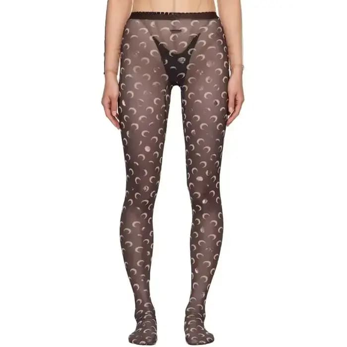 Collants marron en peluche pour femme, imprimé lune, sexy, élastiques, avec poches, bas polyvalents et tendance pour le froid