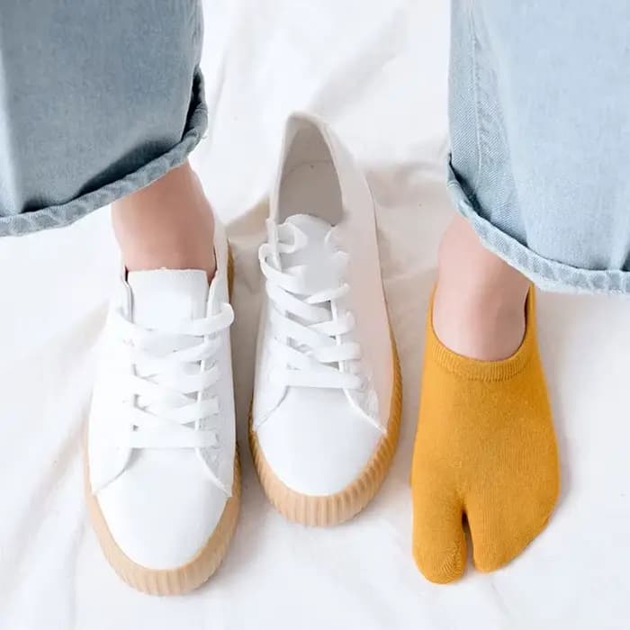 Couple Tabi chaussettes pour femmes hommes deux doigts coton peigné bateau