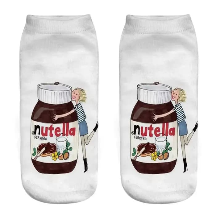 Nouveau impression 3D drôle mignon dessin animé aliments Nutella unisexe chaussettes courtes créatif coloré Multiple
