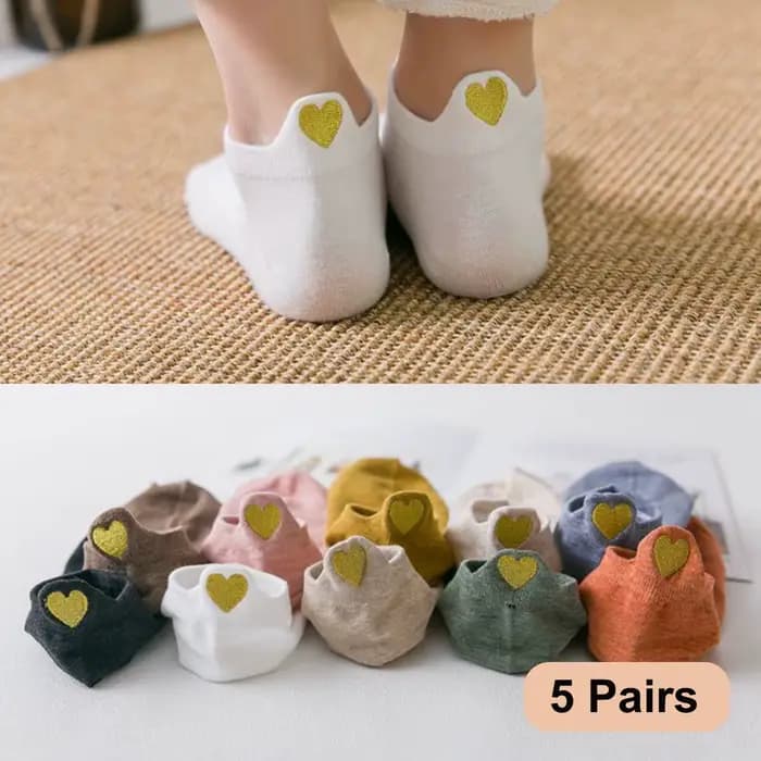 5 paires de chaussettes en forme de cœur pour femmes