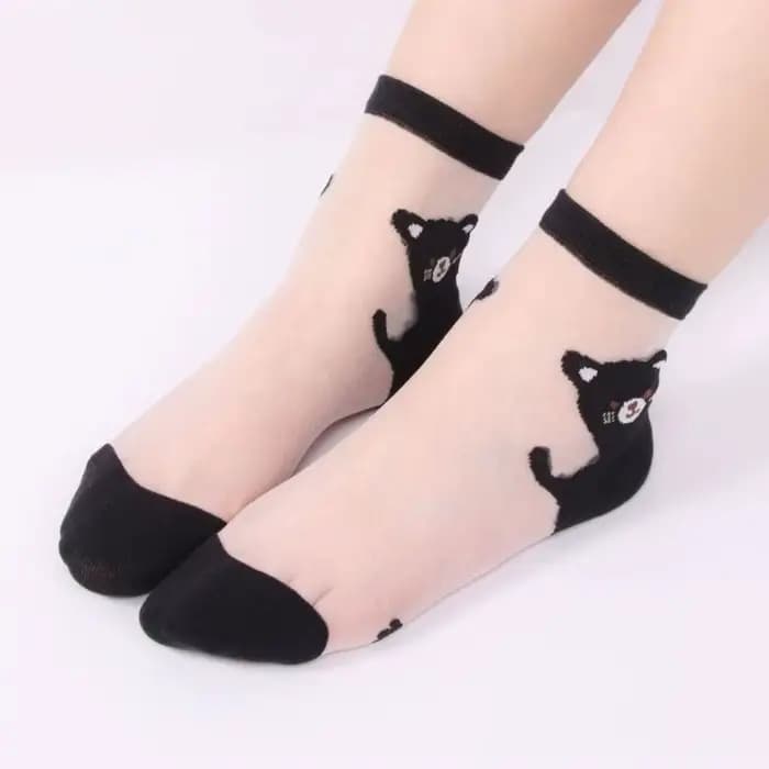 5 paires de chaussettes transparentes en soie cristal pour femmes, antidérapantes, en nylon, ultra-fines, respirantes, en patchwork