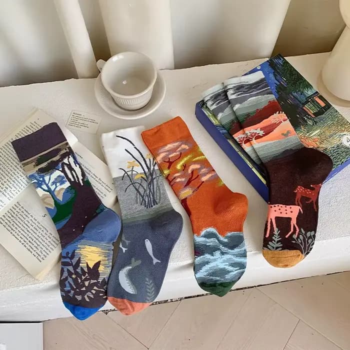 1 paquet/4 paires de chaussettes pour femme homme automne